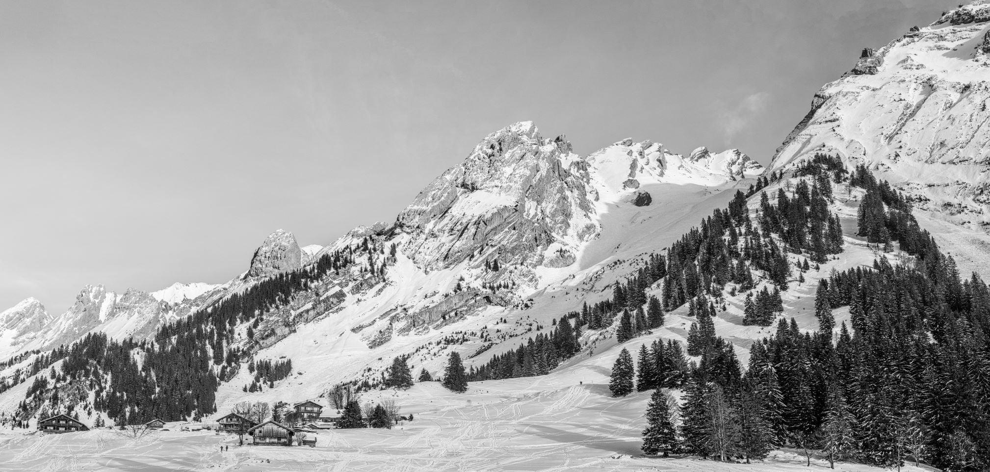 Papier peint panoramique chalet alpage, XXL, tendance