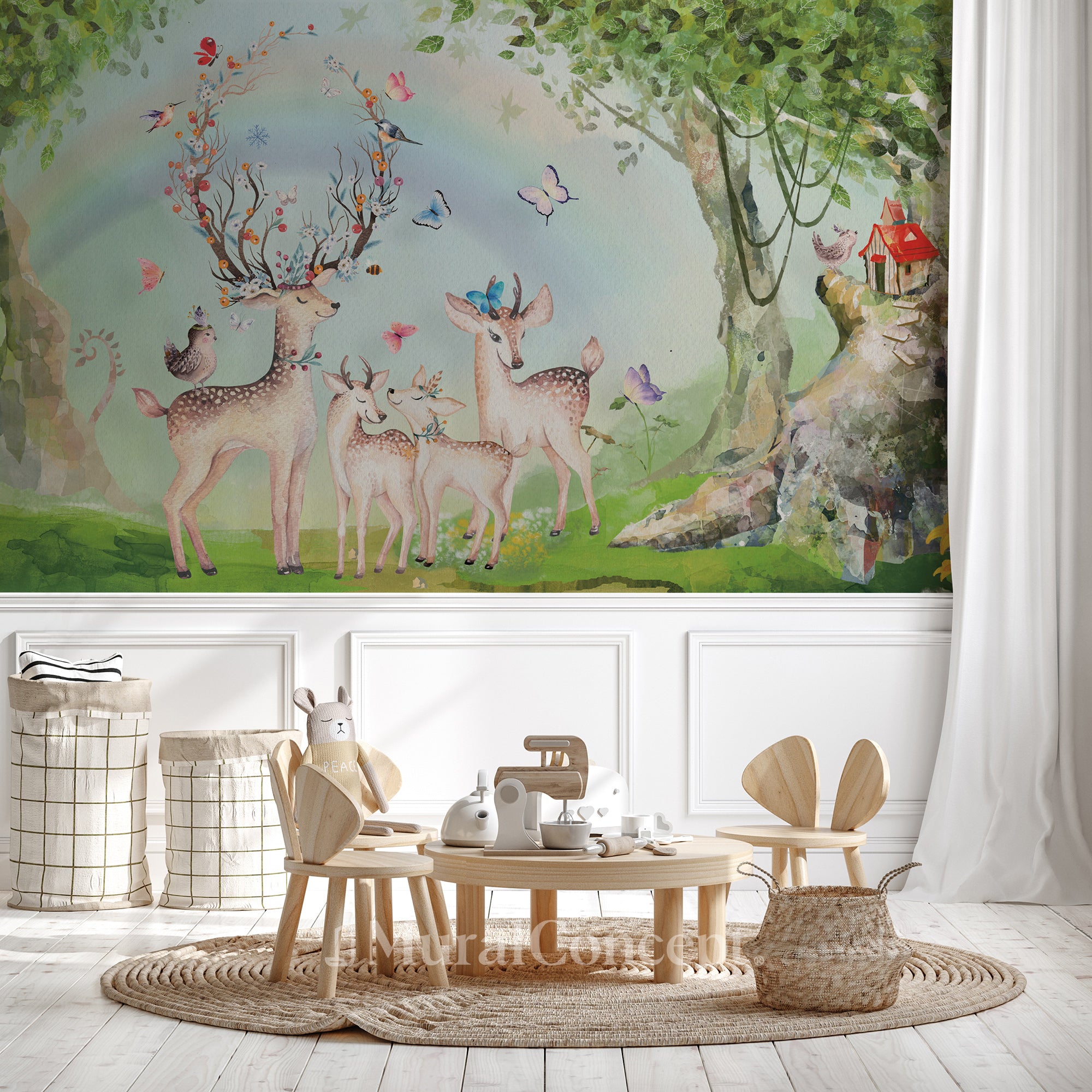 Papier peint Famille Cerf - décor mural français