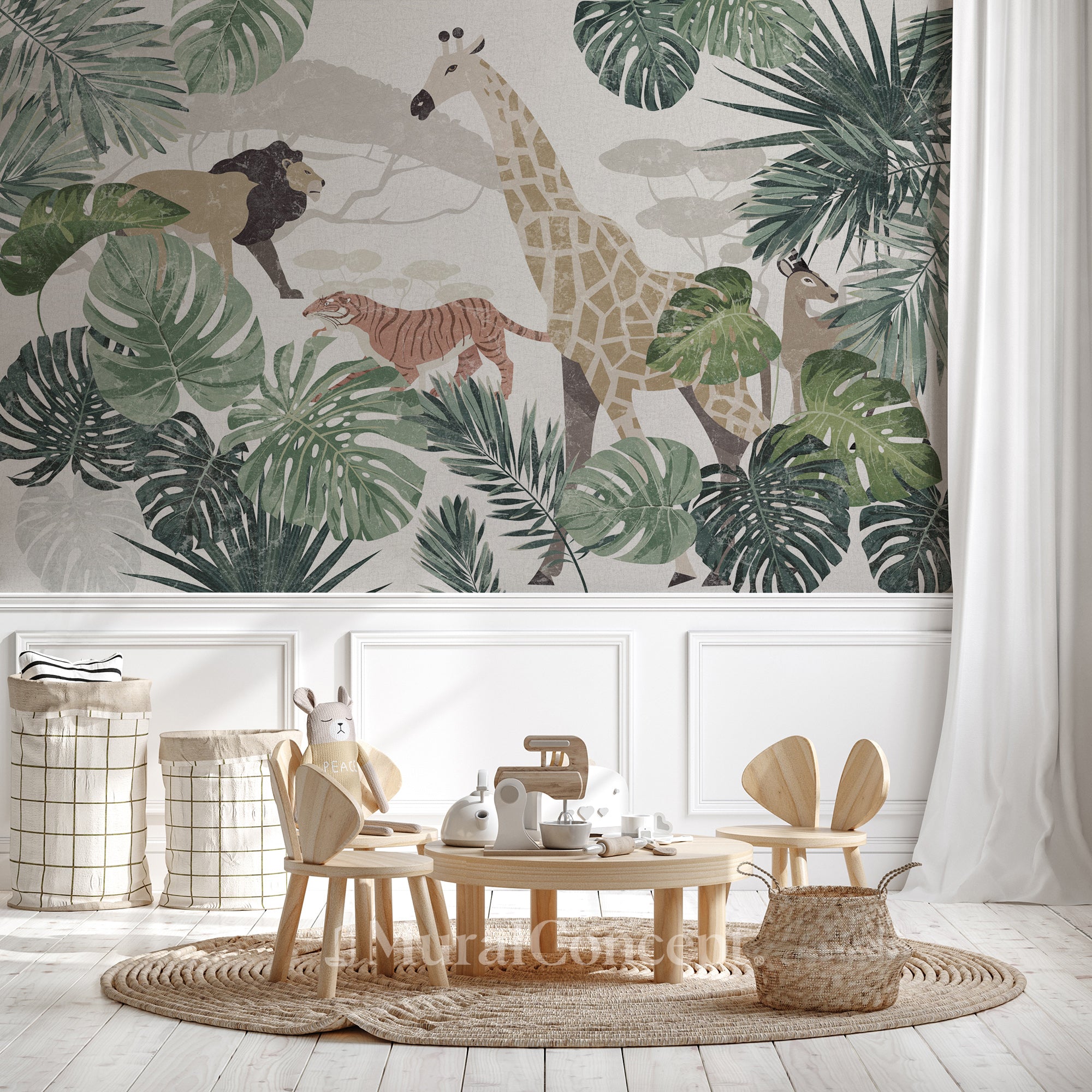 Papier peint chambre enfant jungle kid - décor mural français