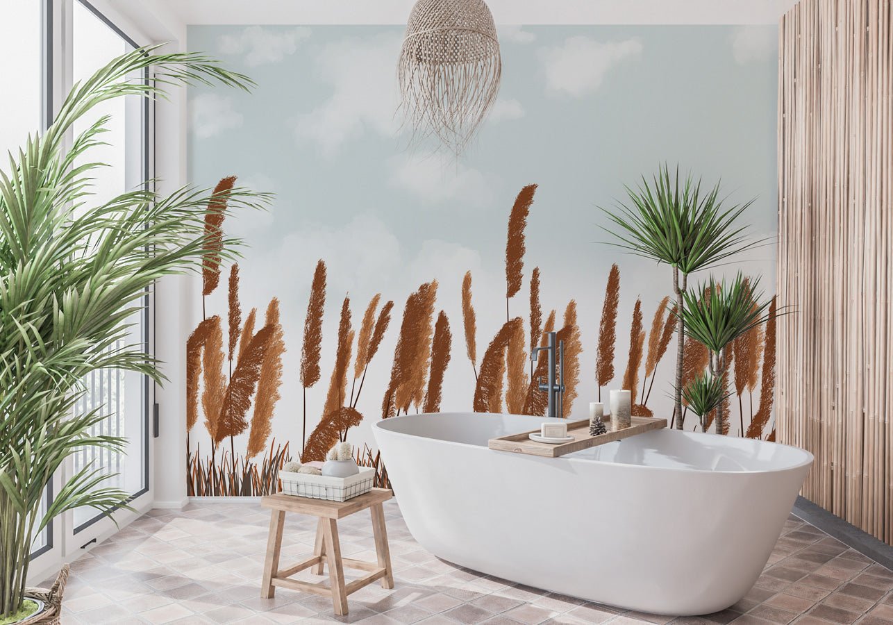 Papier peint pampa automne - papier peint sur mesure francais - muralconcept