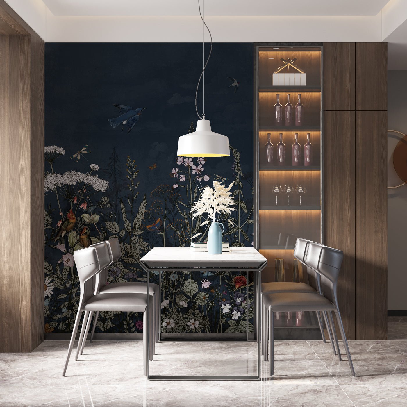 papier peint marque francaise écologique sain bleu nuit