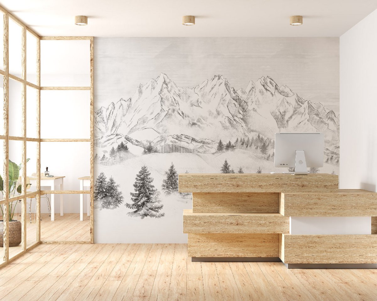Papier peint montagne sommets de Chamonix - papier peint sur mesure francais - muralconcept