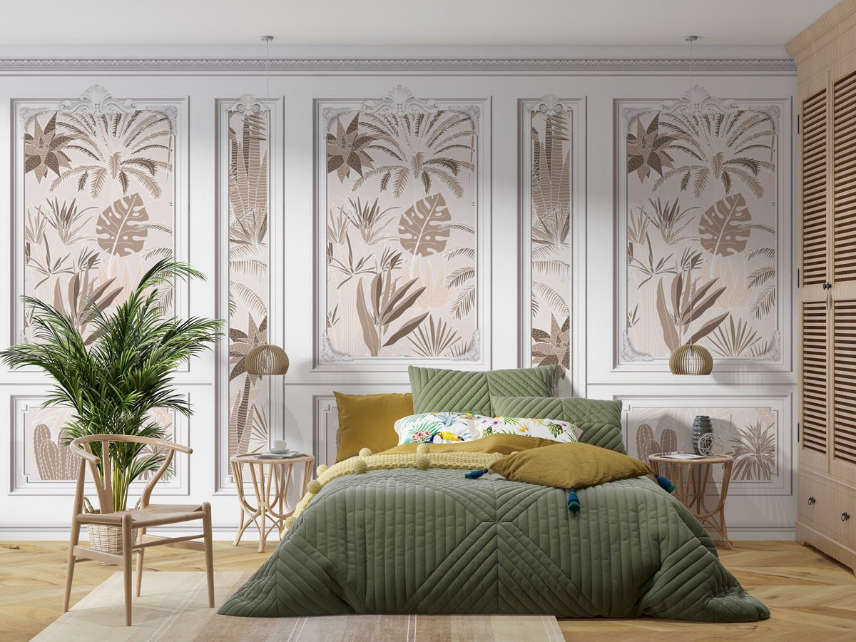 Papier peint moulure Haussmann végétal - papier peint sur mesure francais - muralconcept