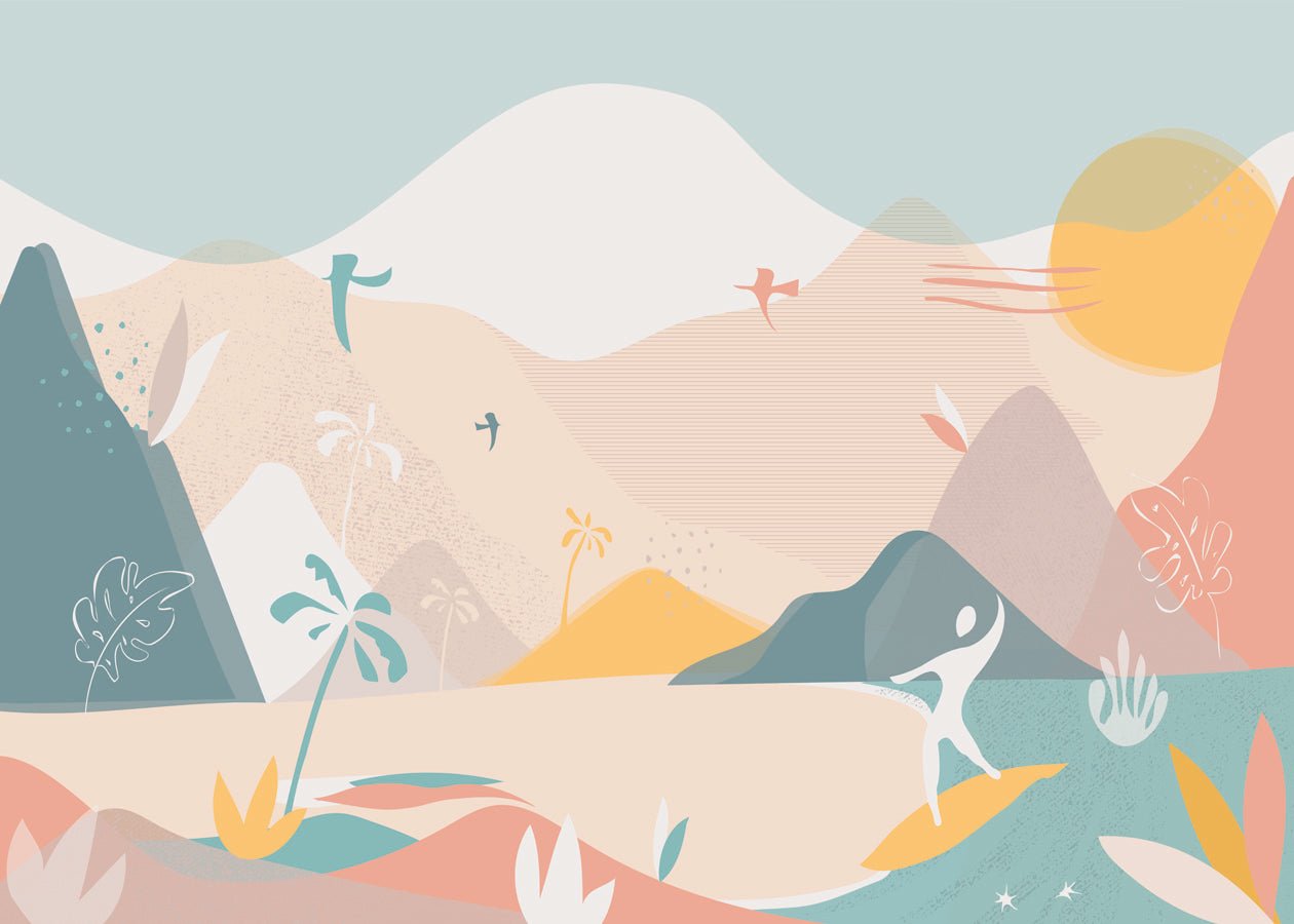 Papier peint bistrot art déco beach, mural concept, tendance