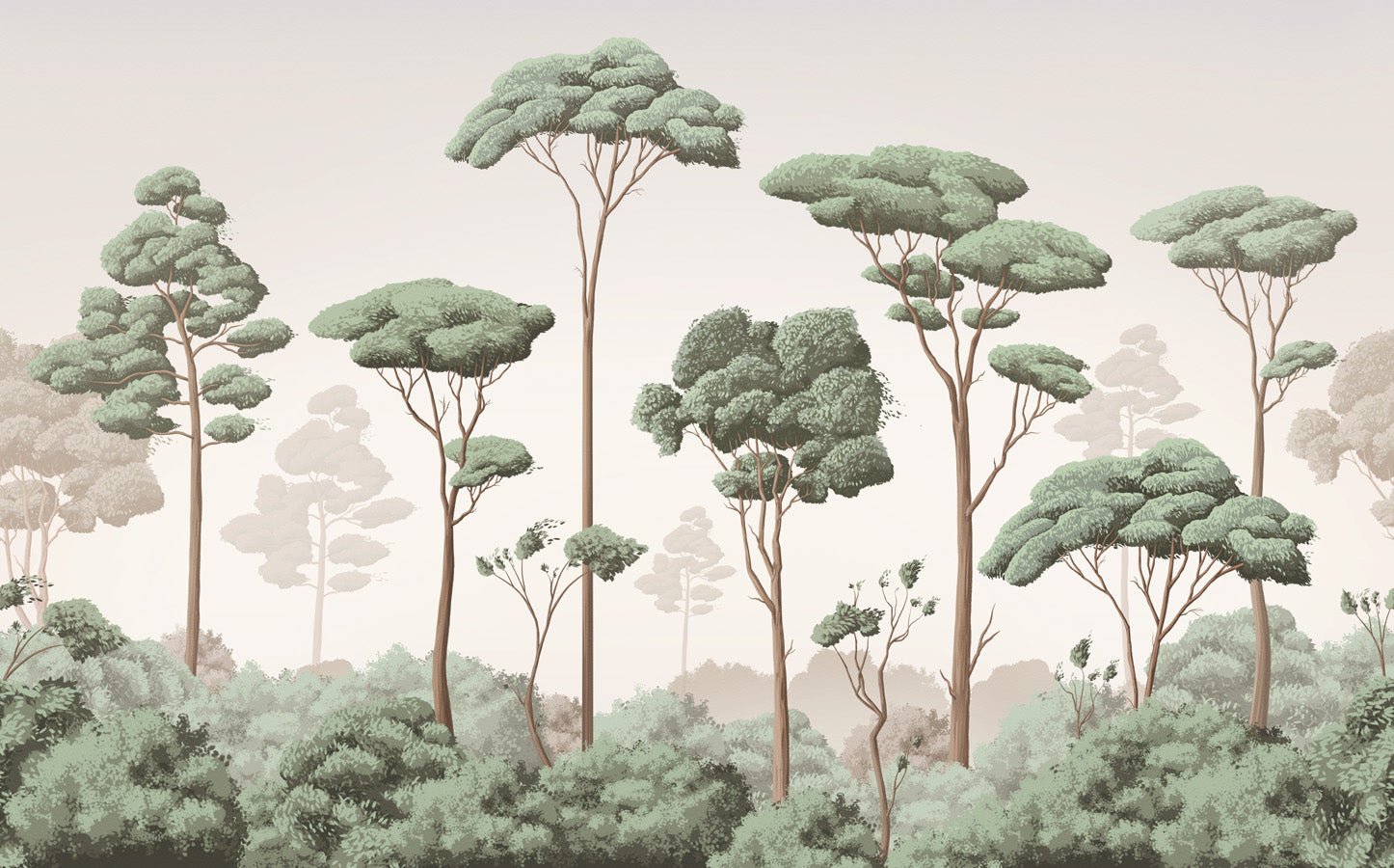 Panoramique brise légère pinède, mural concept, tendance