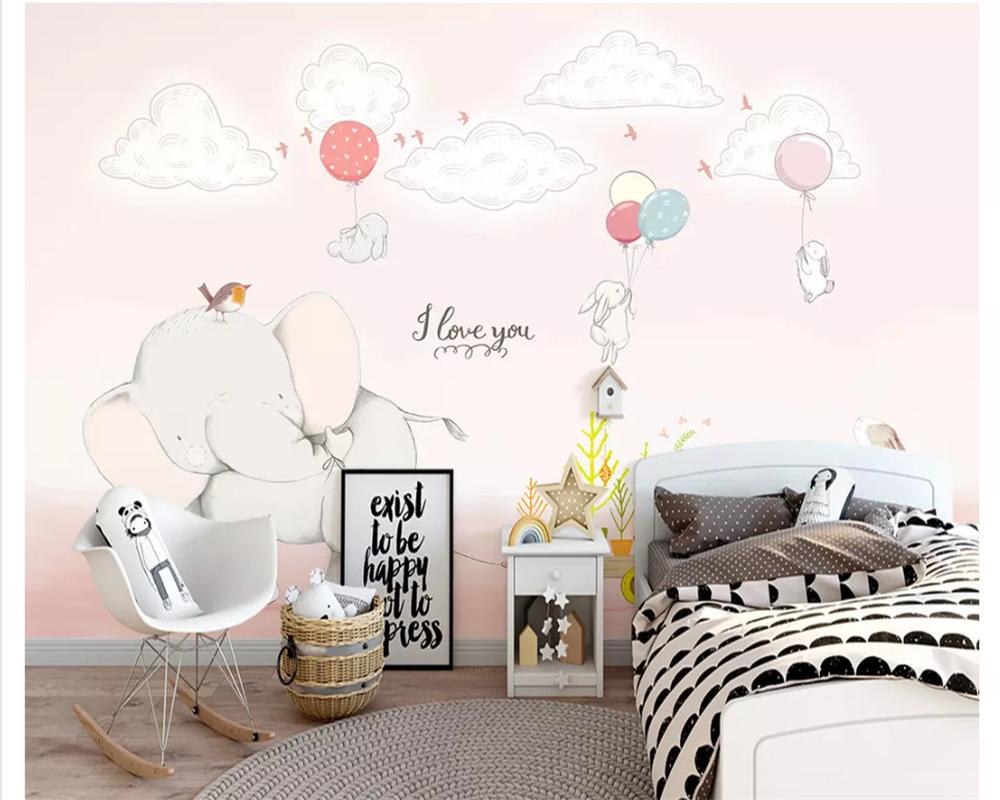 Papier peint chambre Bébé Eléphant Rose muralconcept