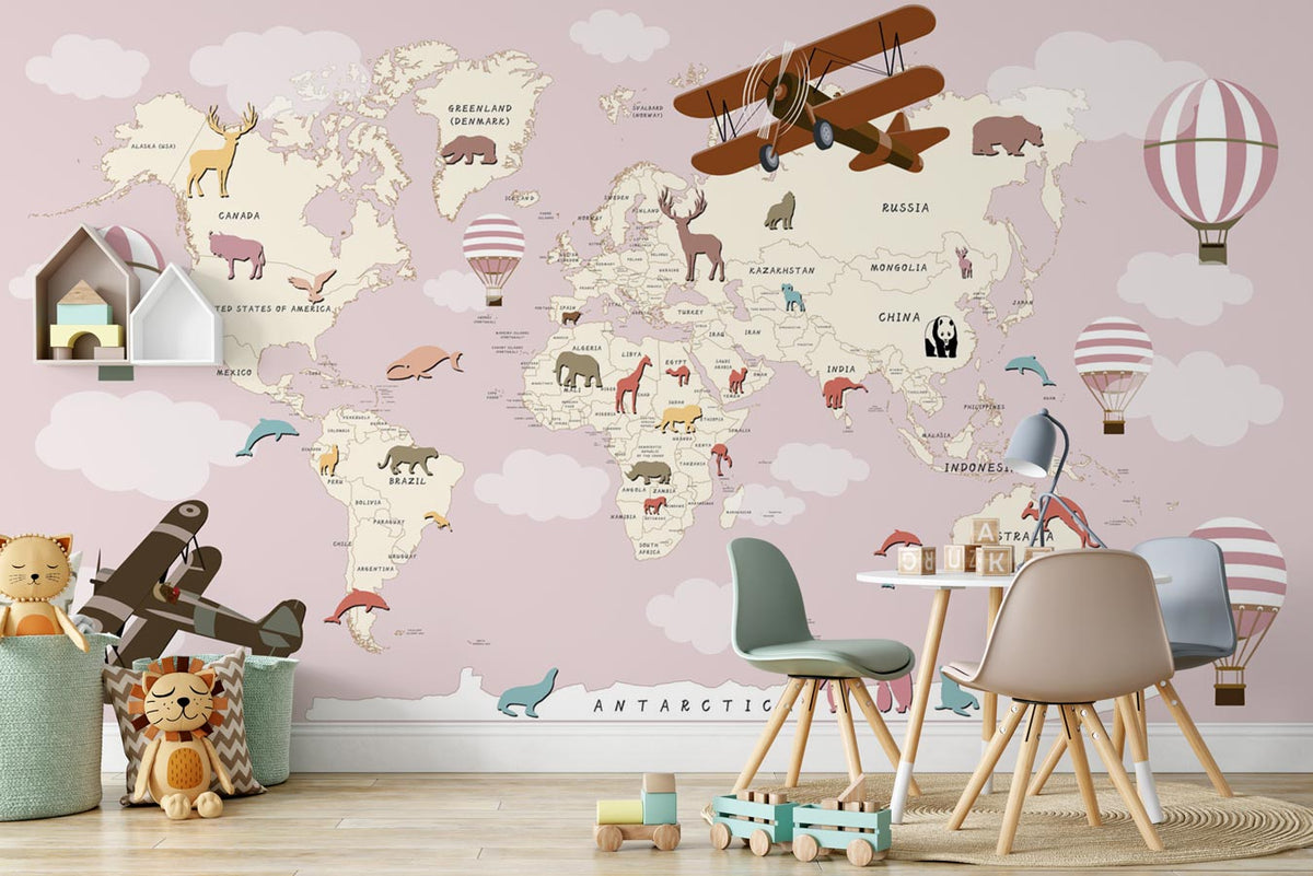 Wallpaper World Carte Girl Airplane