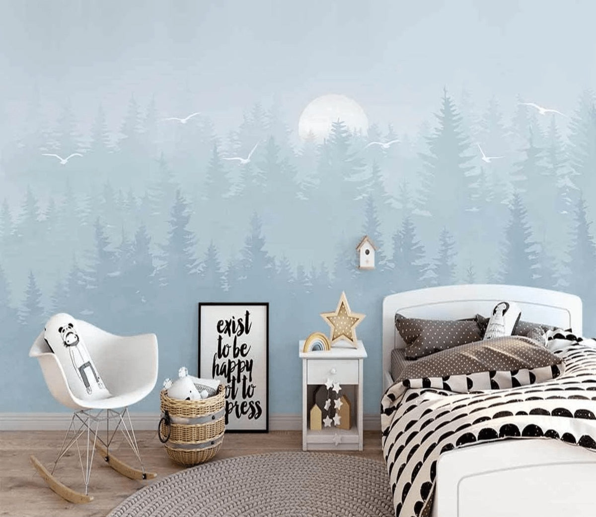 Sfondi per bambini Foresta scandinava Blue Moonlight