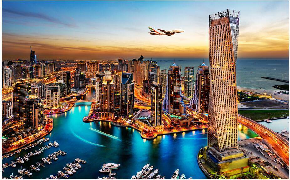 Papier peint Coucher de soleil Dubaï - papier peint sur mesure francais - muralconcept