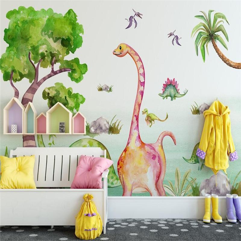Papier peint Dinosaures Colorés - papier peint sur mesure francais - muralconcept