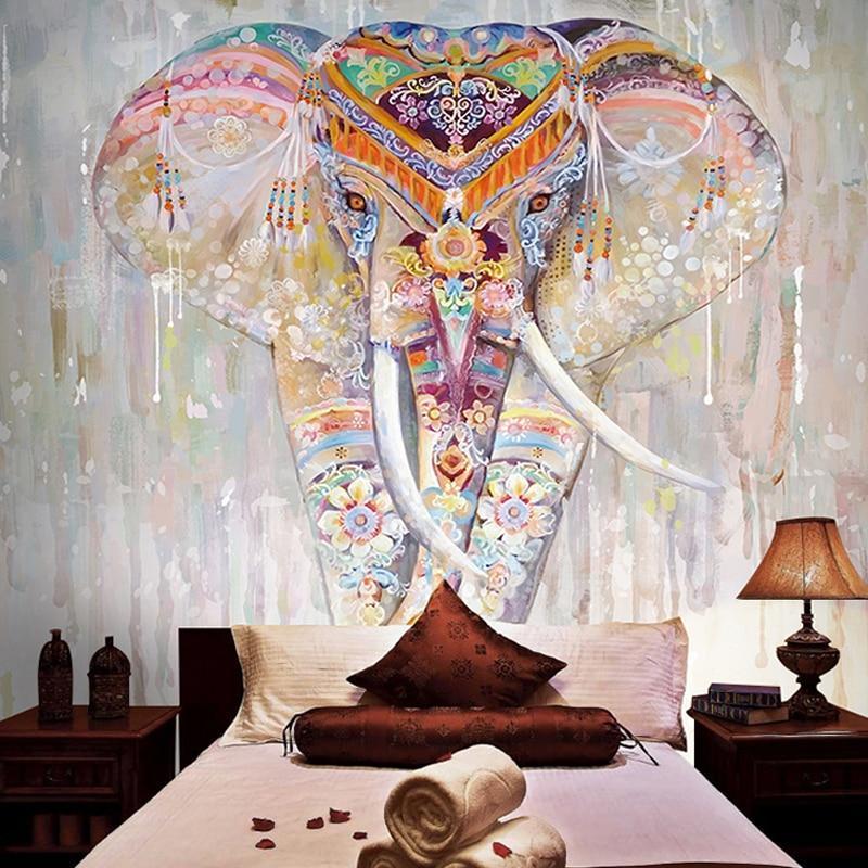 Papier peint Eléphant Boho Indien - papier peint sur mesure francais - muralconcept