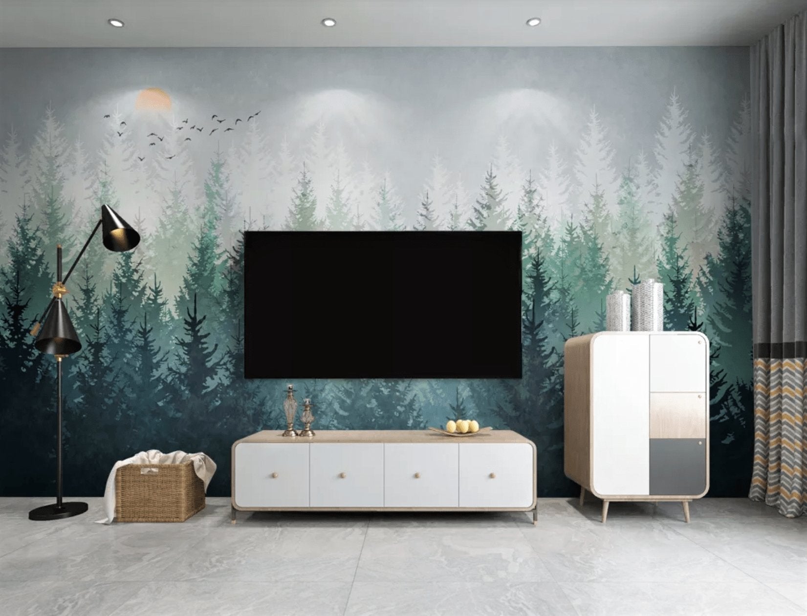 Papier peint forêt canadienne abstrait - papier peint sur mesure francais - muralconcept