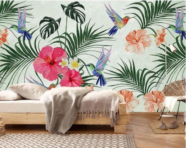 Papier peint Jungle & Flying Bird - papier peint sur mesure francais - muralconcept