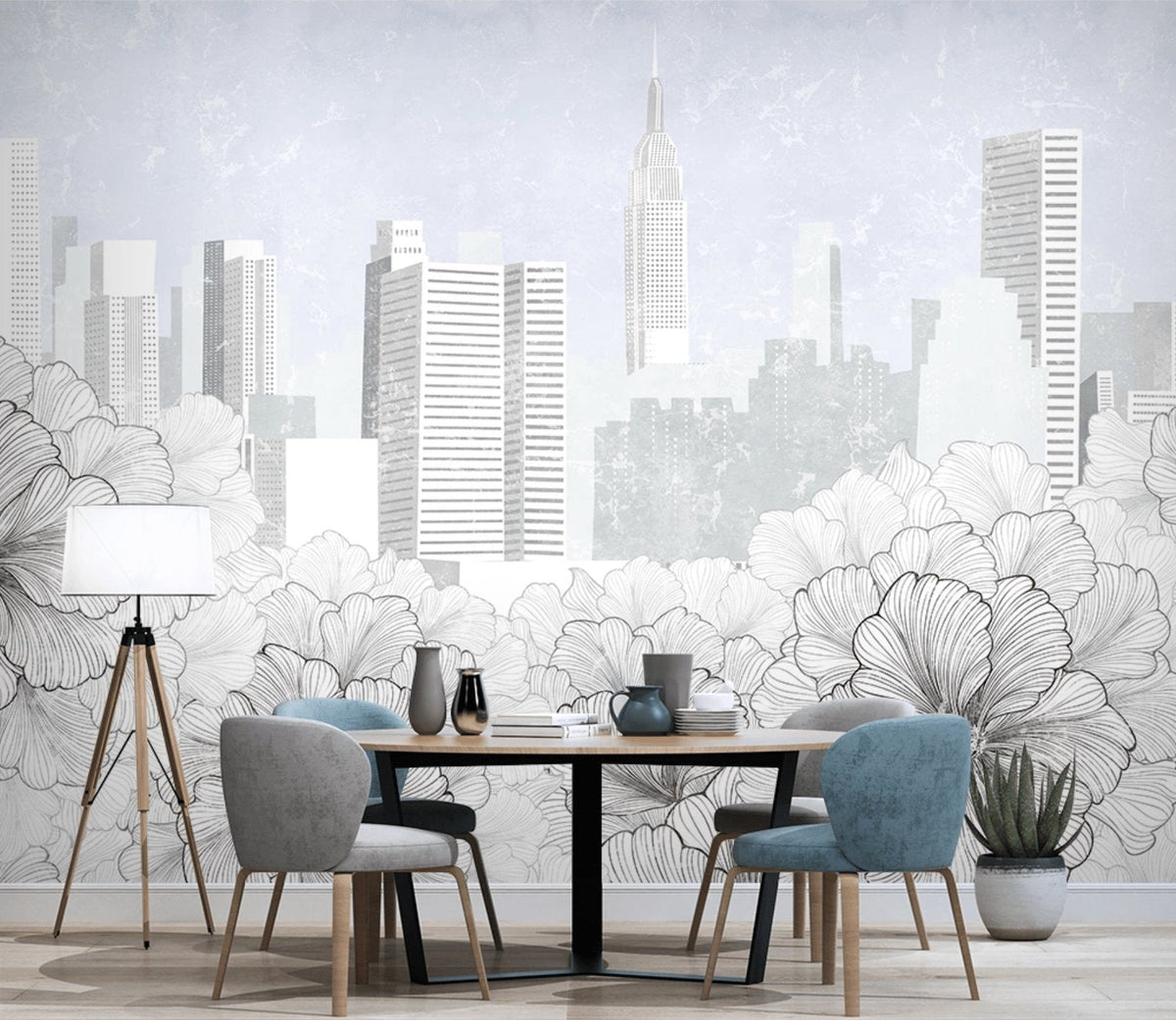 Modern Wallpaper City New York in bianco e nero