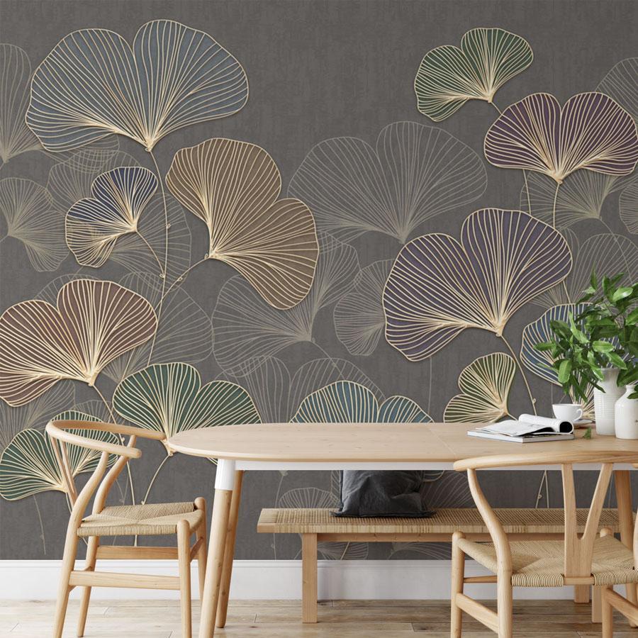 Papier peint panoramique ginkgo asie tendance - papier peint sur mesure francais - muralconcept