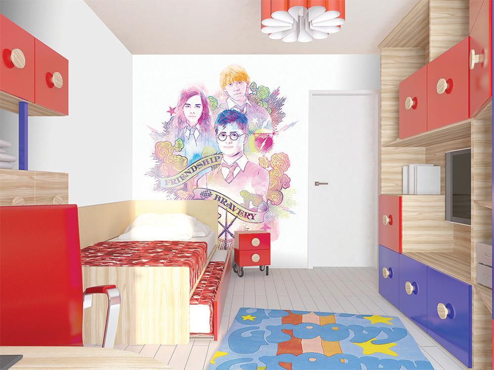 Papier peint panoramique Harry Potter amitié aquarelle - papier peint sur mesure francais - muralconcept