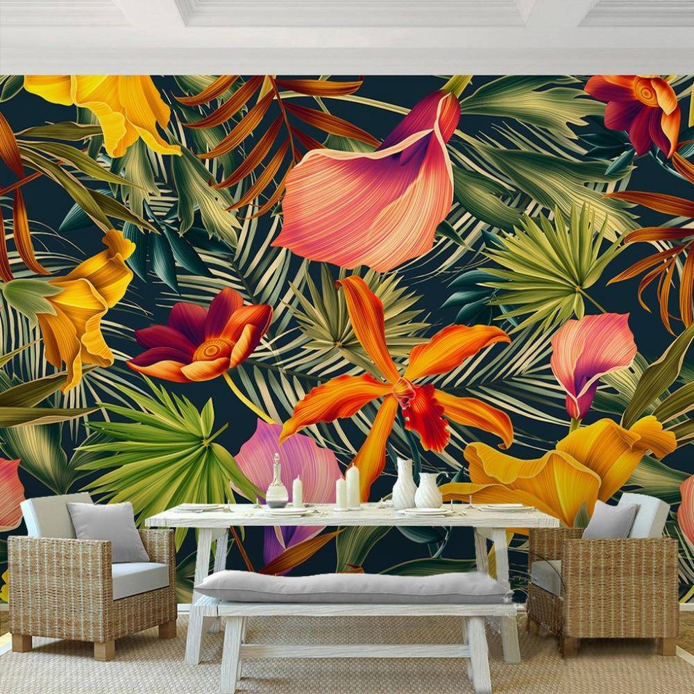 Papier peint panoramique Orange Tropical - papier peint sur mesure francais - muralconcept