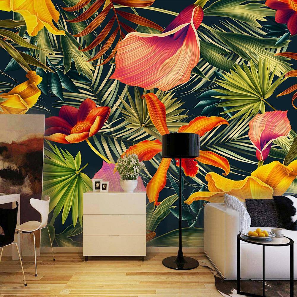 Papier peint panoramique Orange Tropical - papier peint sur mesure francais - muralconcept