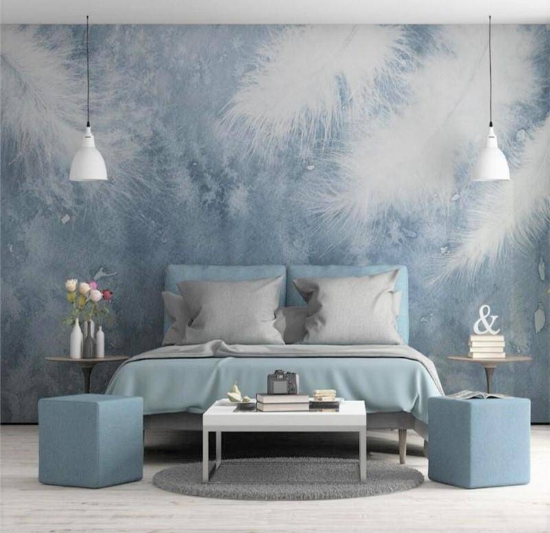 Papier peint Plume Blanche - papier peint sur mesure francais - muralconcept