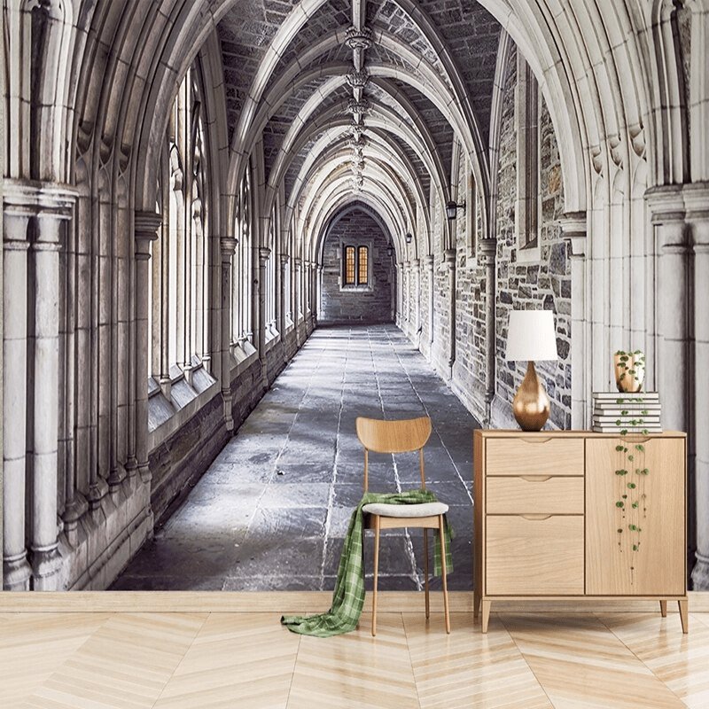 Papier peint Trompe l’œil alcôve cathédrale Parisienne - papier peint sur mesure francais - muralconcept