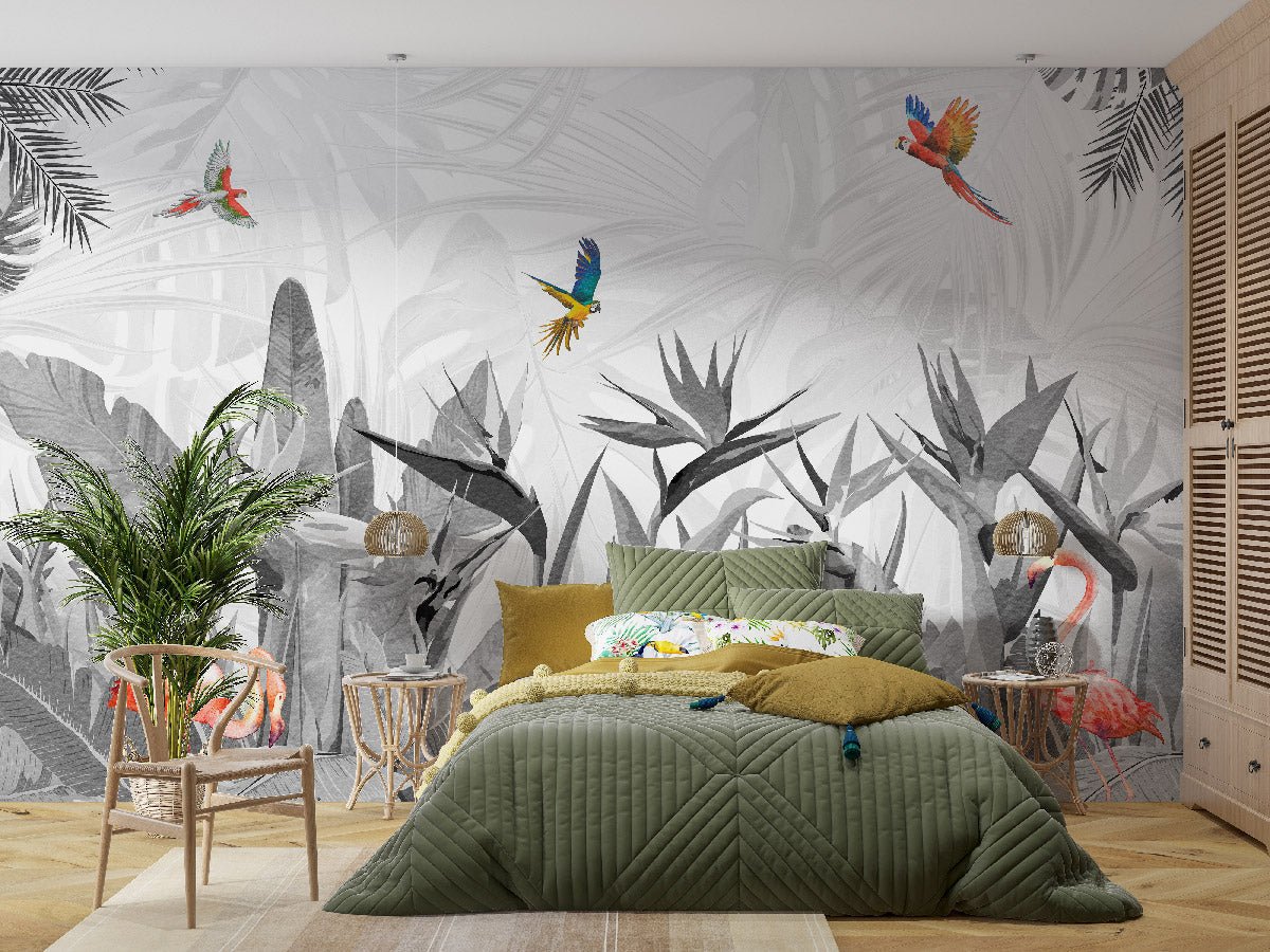 Wallpaper Bird of Paradise in bianco e nero