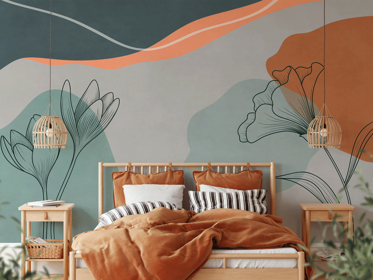 Papier peint art floral - papier peint sur mesure francais - muralconcept