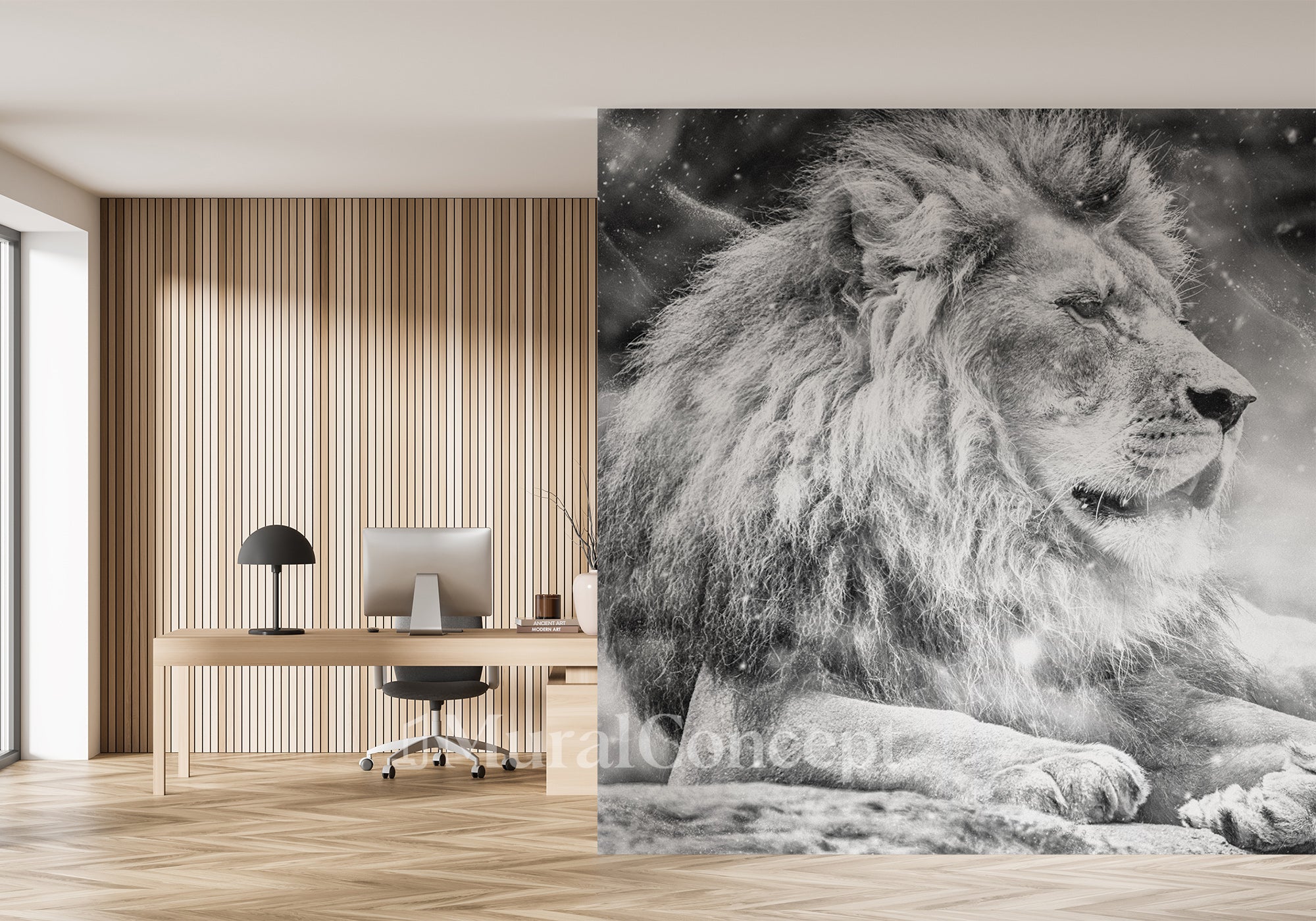 Papier peint bureau jungle the King lion - décor mural français