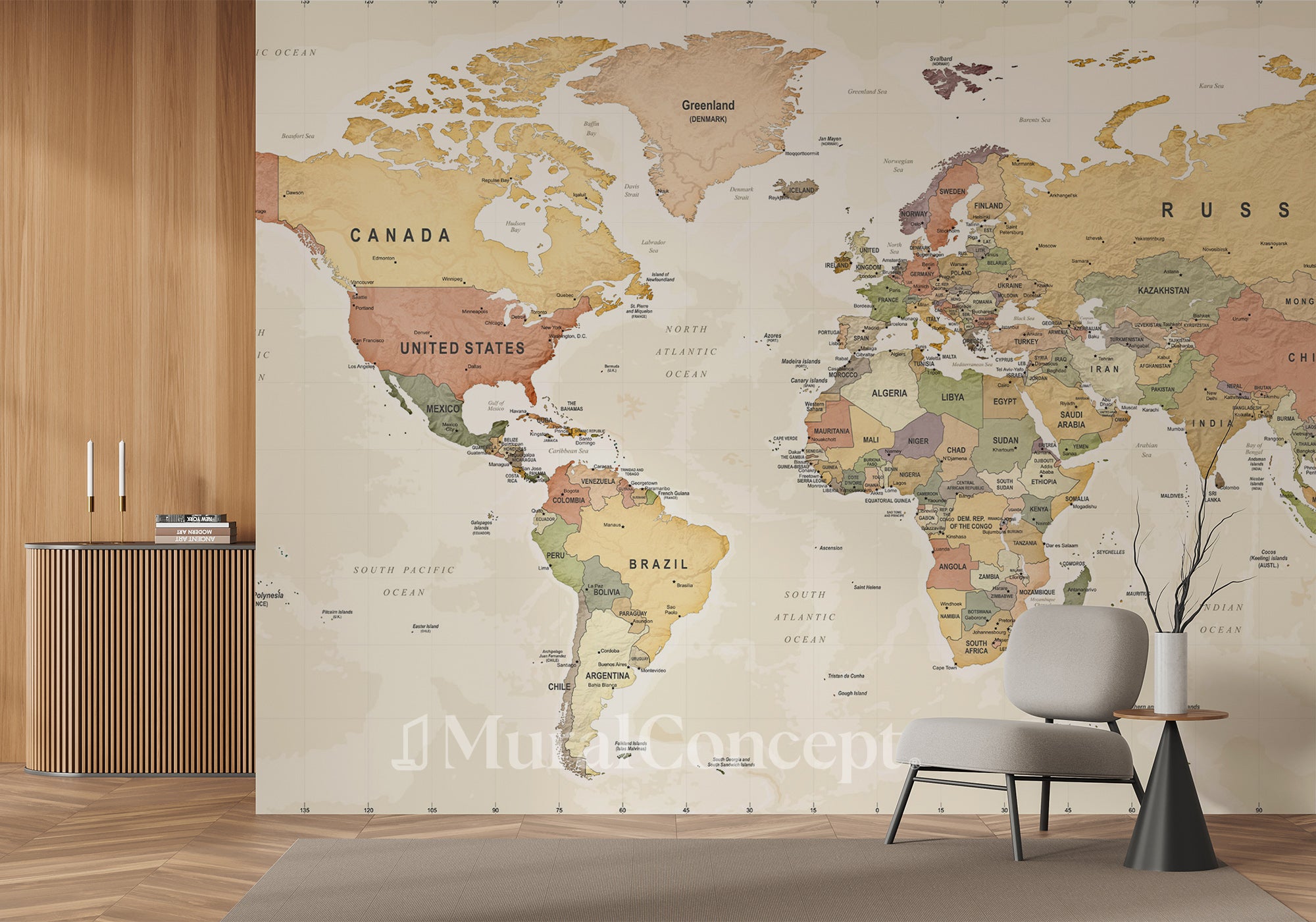 Papier peint carte du monde exploration - panoramique français