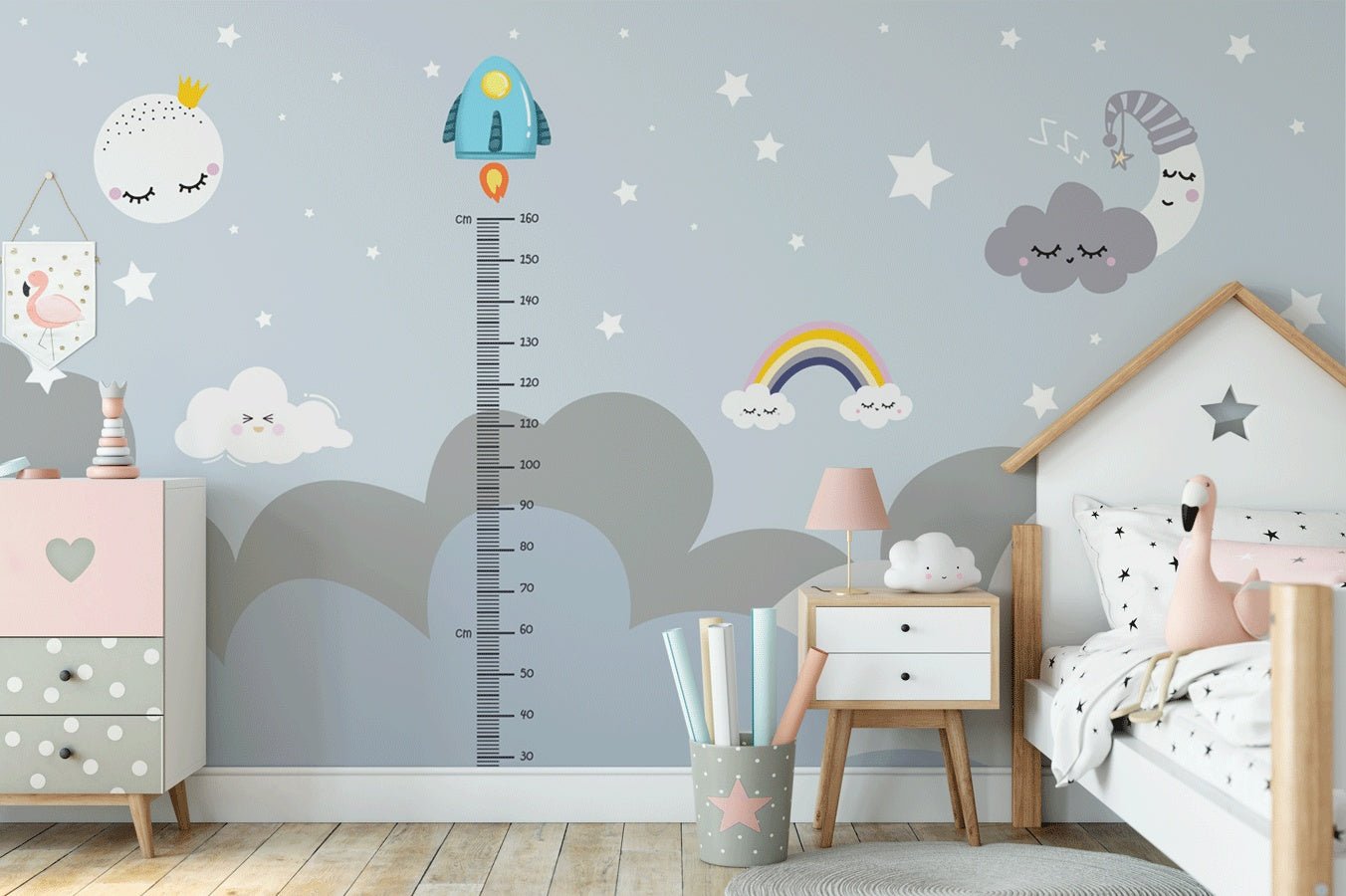 Papier peint chambre fille et toise - Muralconceptpapier_peint_sur_mesure