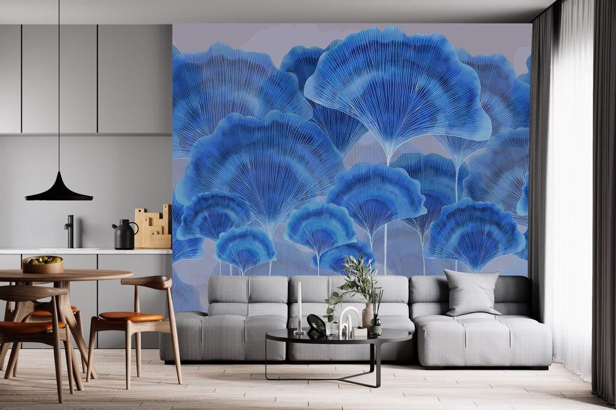 Sfondo blu contemporaneo ginkgo zen