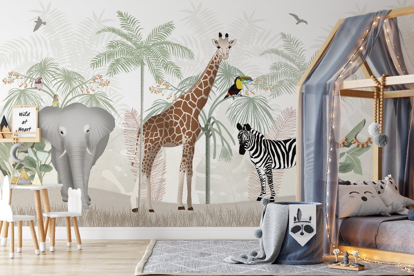 Papier peint enfant animaux de la savane - Muralconceptpapier_peint_sur_mesure