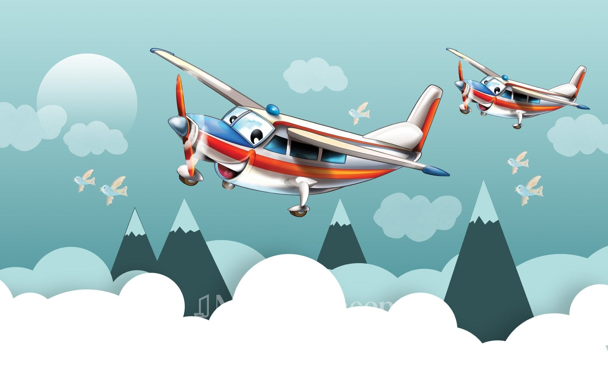 Papier peint enfant explorer en Avion - panoramique français