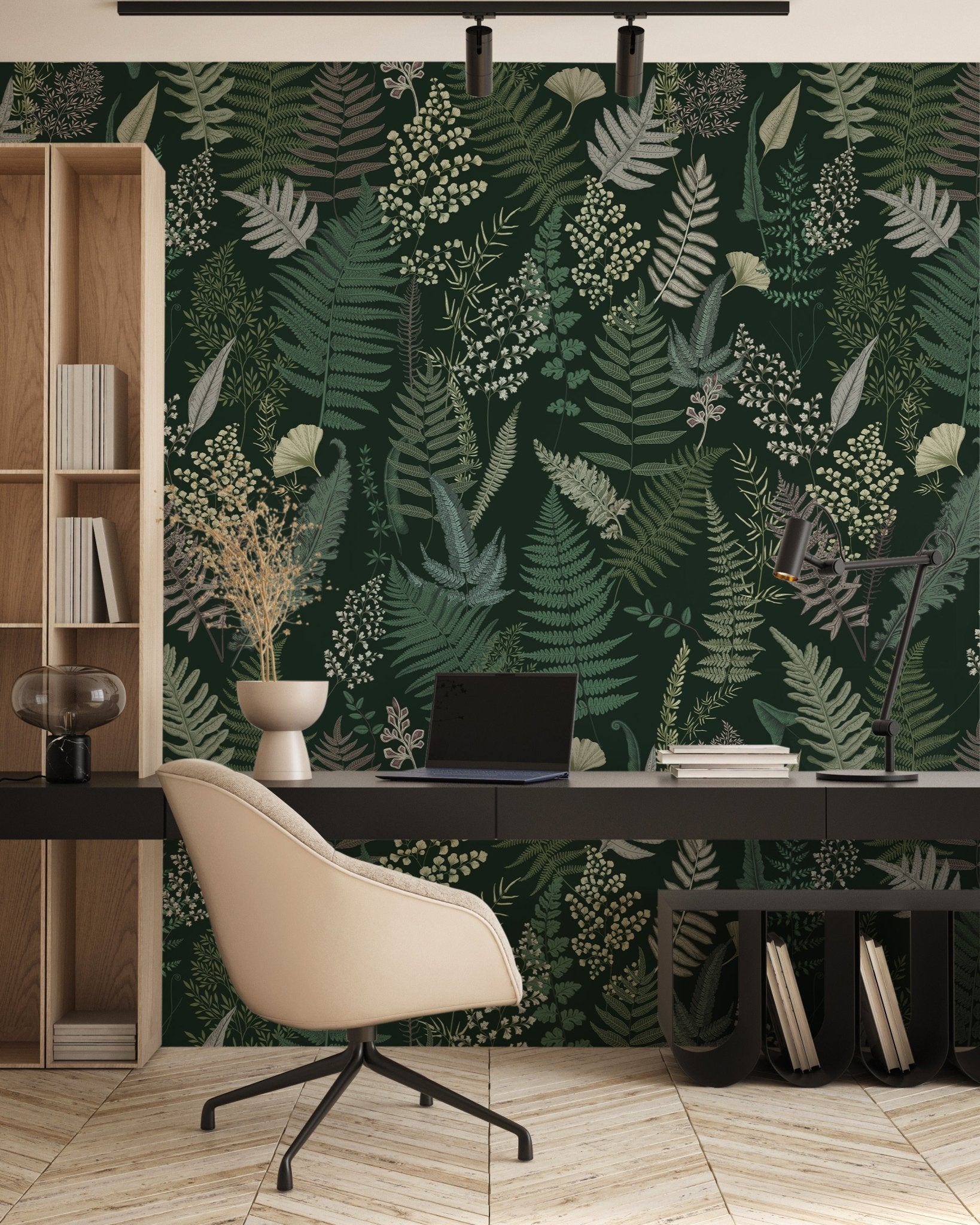 Papier peint feuille dense vert, mural concept, tendance