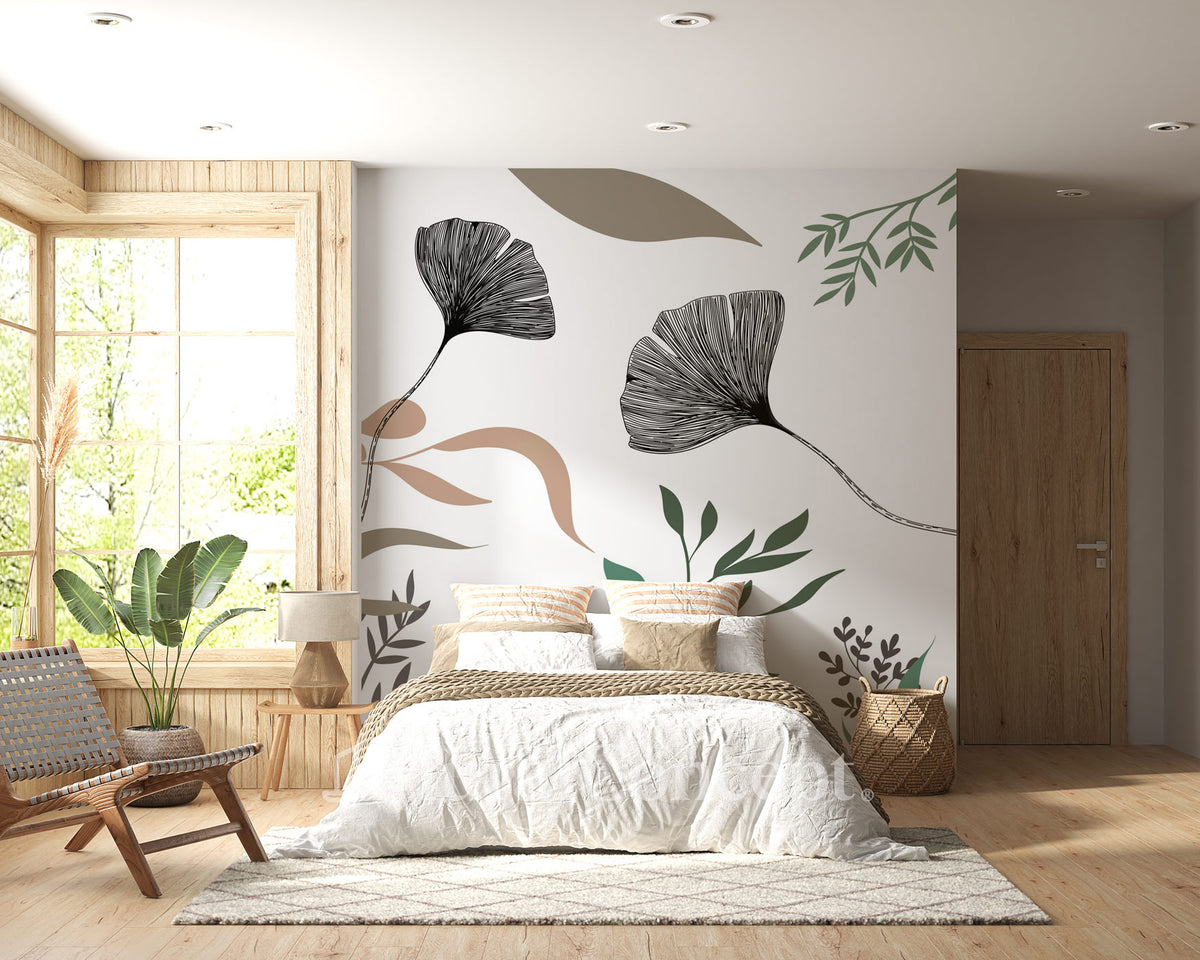 Wallpaper ginkgo artista floreale