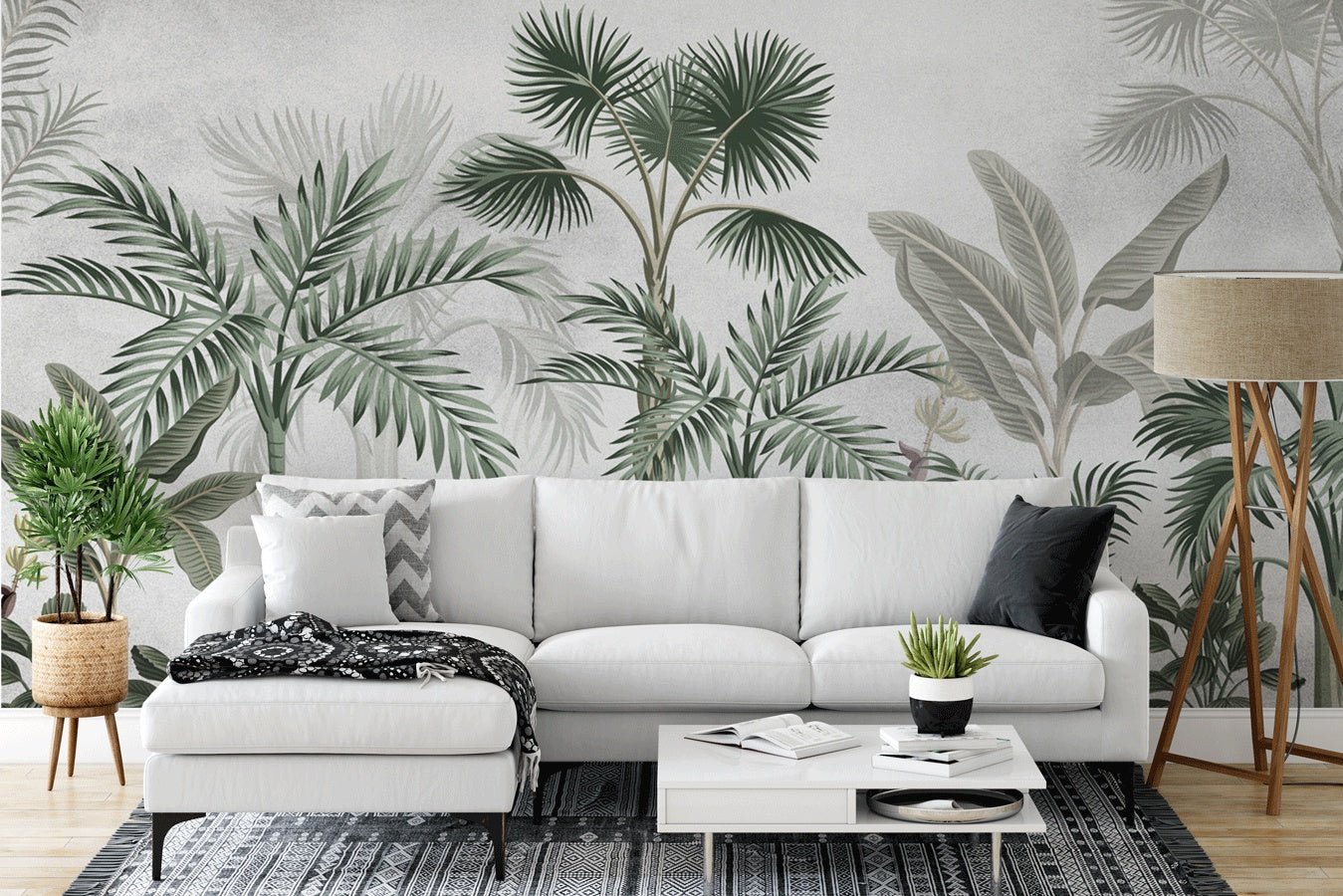Papier peint jungle tendance arbres exotiques - Muralconceptpapier_peint_sur_mesure