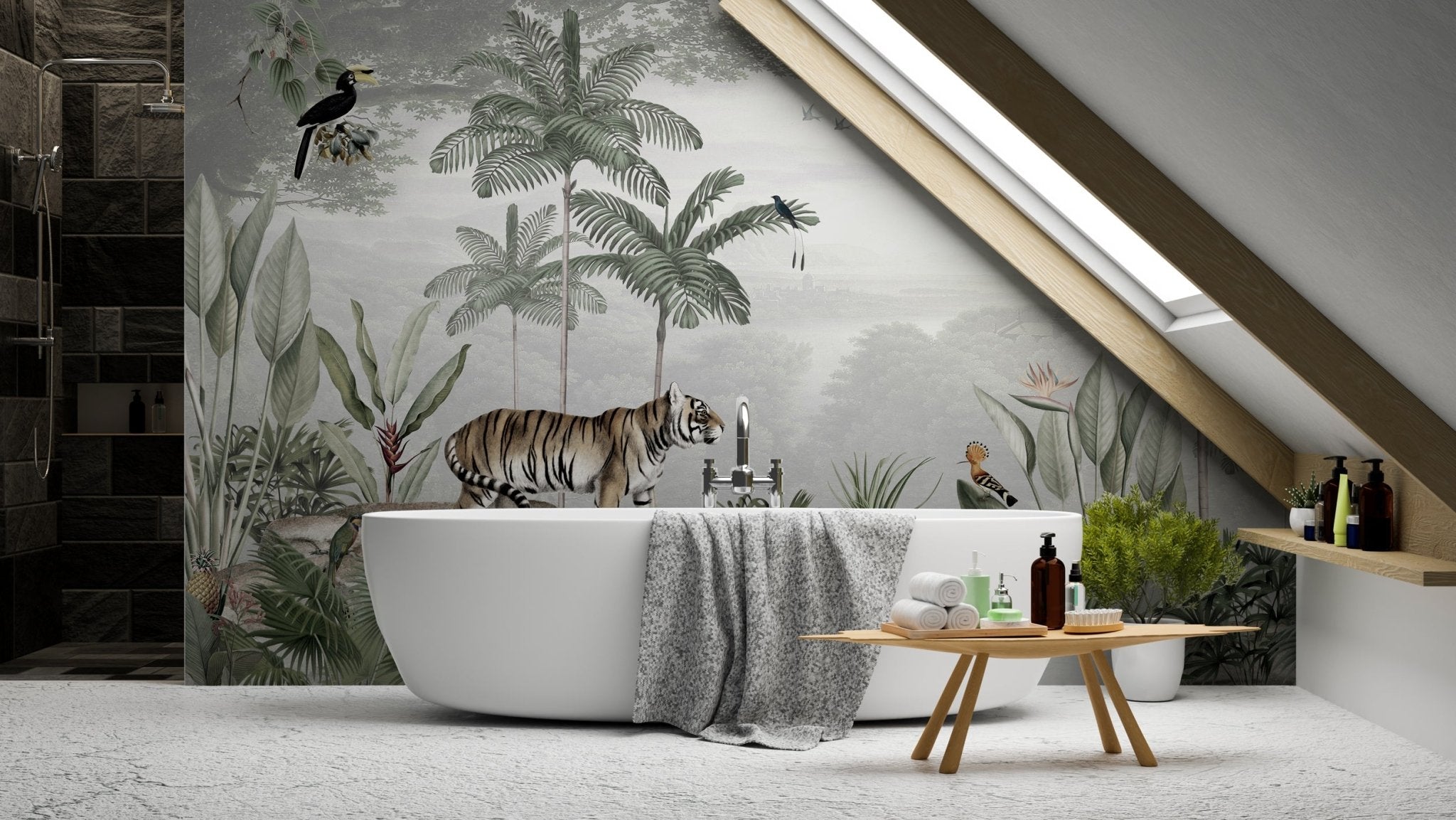 Papier peint jungle des félins, mural concept, tendance
