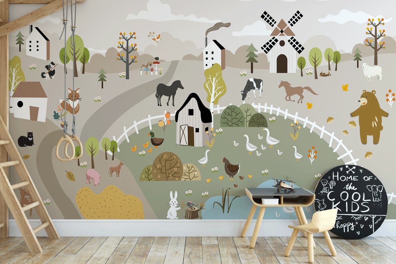Papier peint les animaux de la ferme - Muralconceptpapier_peint_sur_mesure