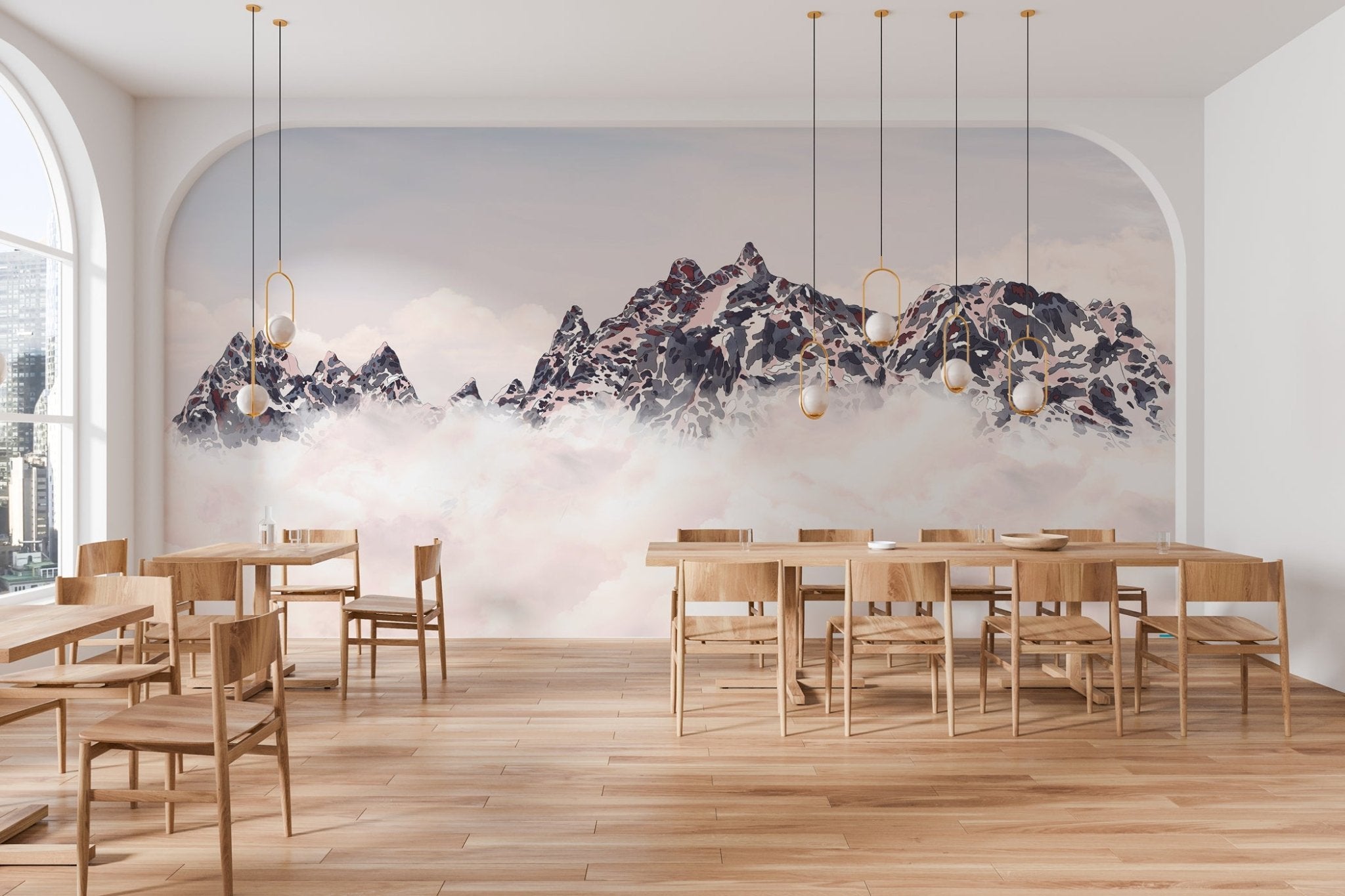 Papier peint coucher de soleil les cimes, mural concept, tendance