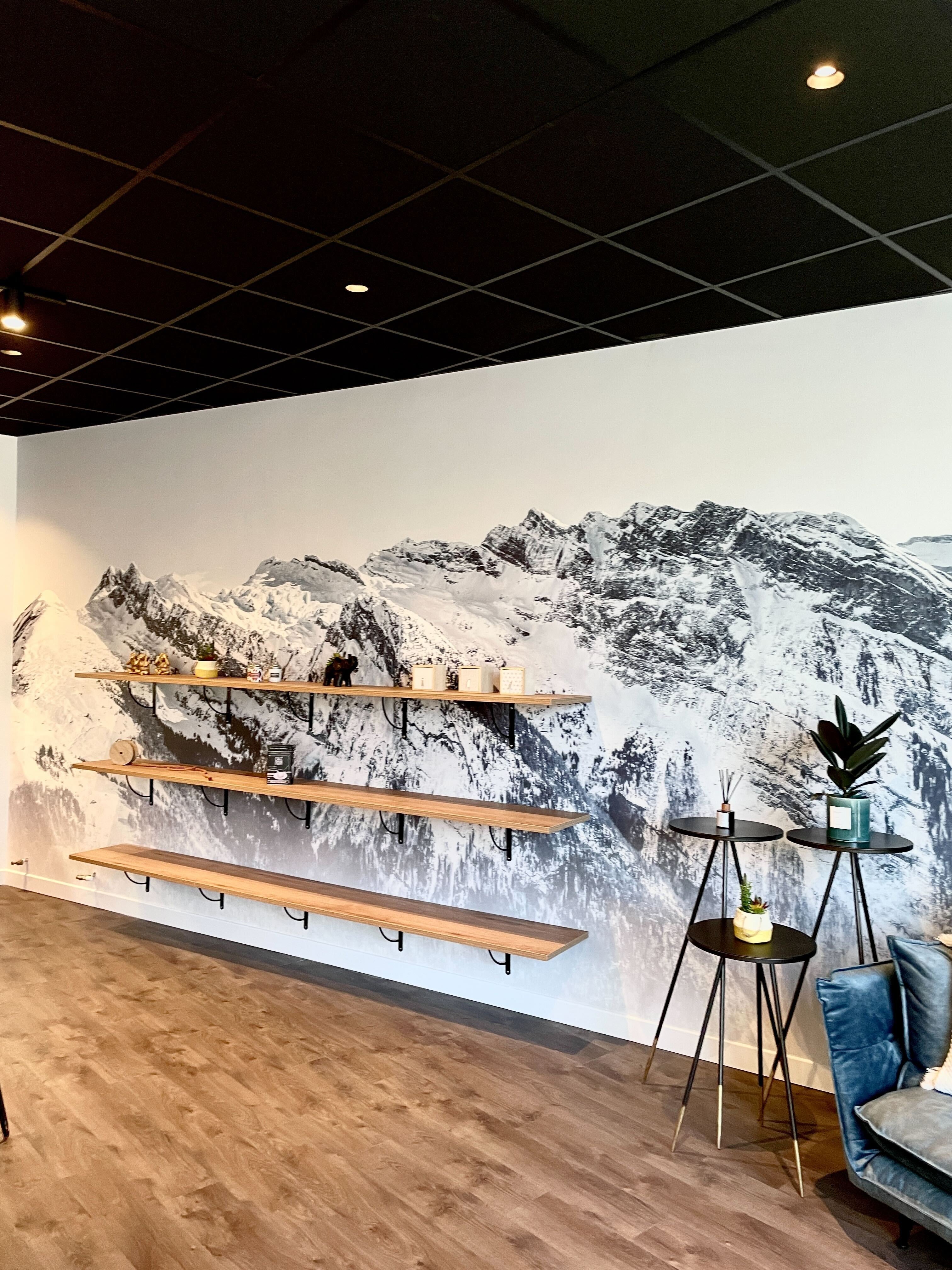 Papier peint montagne noir et blanc Grand Massif - papier peint sur mesure francais - muralconcept