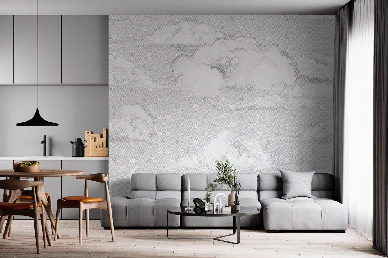 Papier peint panoramique nuage - papier peint sur mesure francais - muralconcept