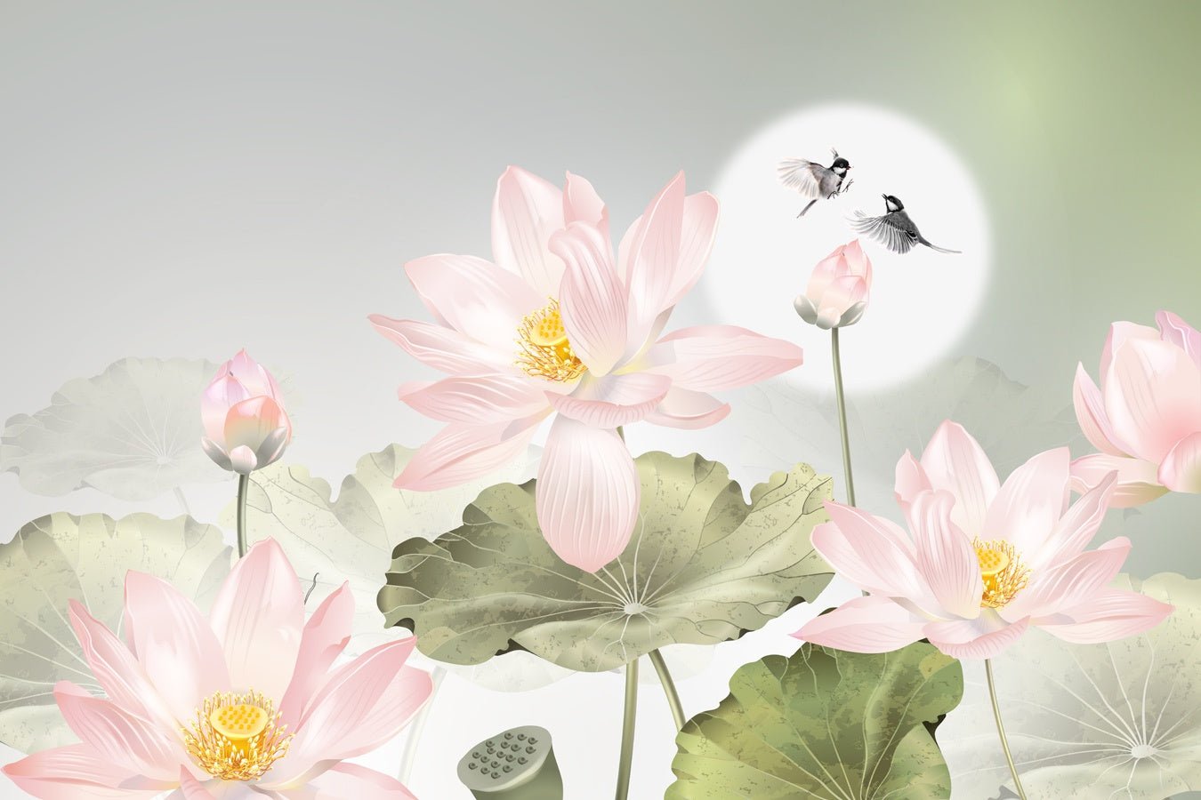 Papier peint orchidée floral romantique - Muralconceptpapier_peint_sur_mesure