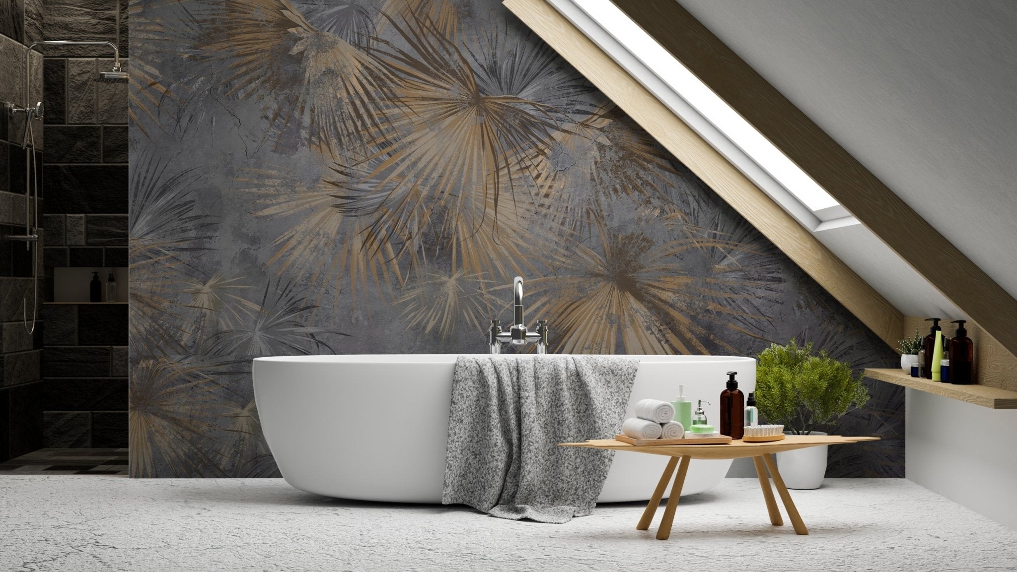 Papier peint panoramique palm vintage, mural concept, tendance