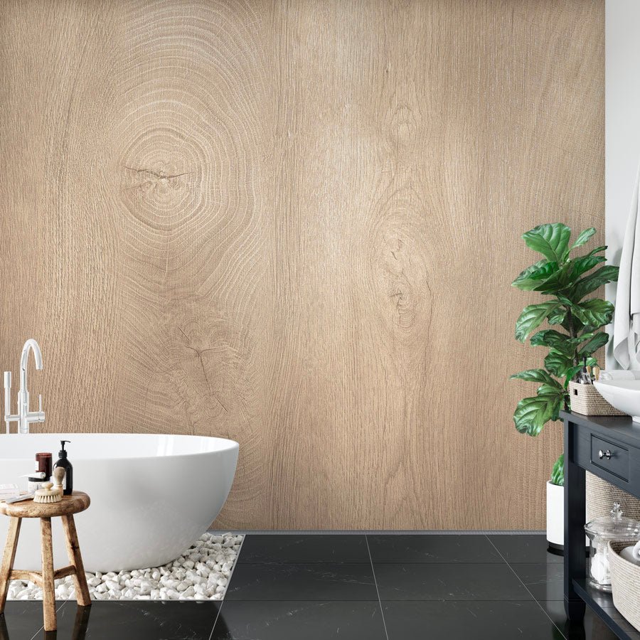 Papier peint panneau de bois mural teinte chêne clair - Muralconceptpapier_peint_sur_mesure