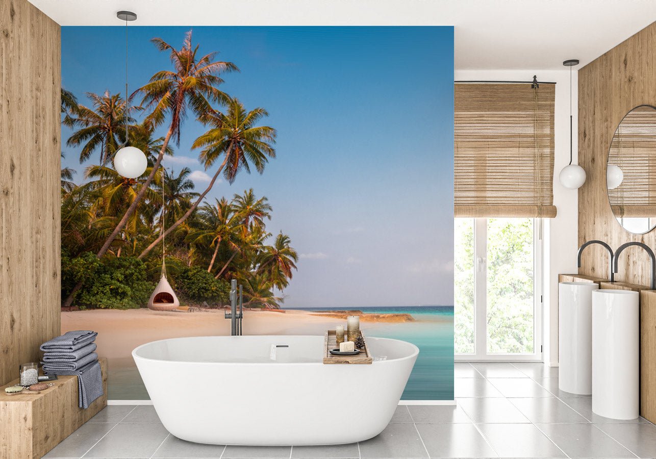 Papier peint panoramique cocotier plage - papier peint sur mesure francais - muralconcept