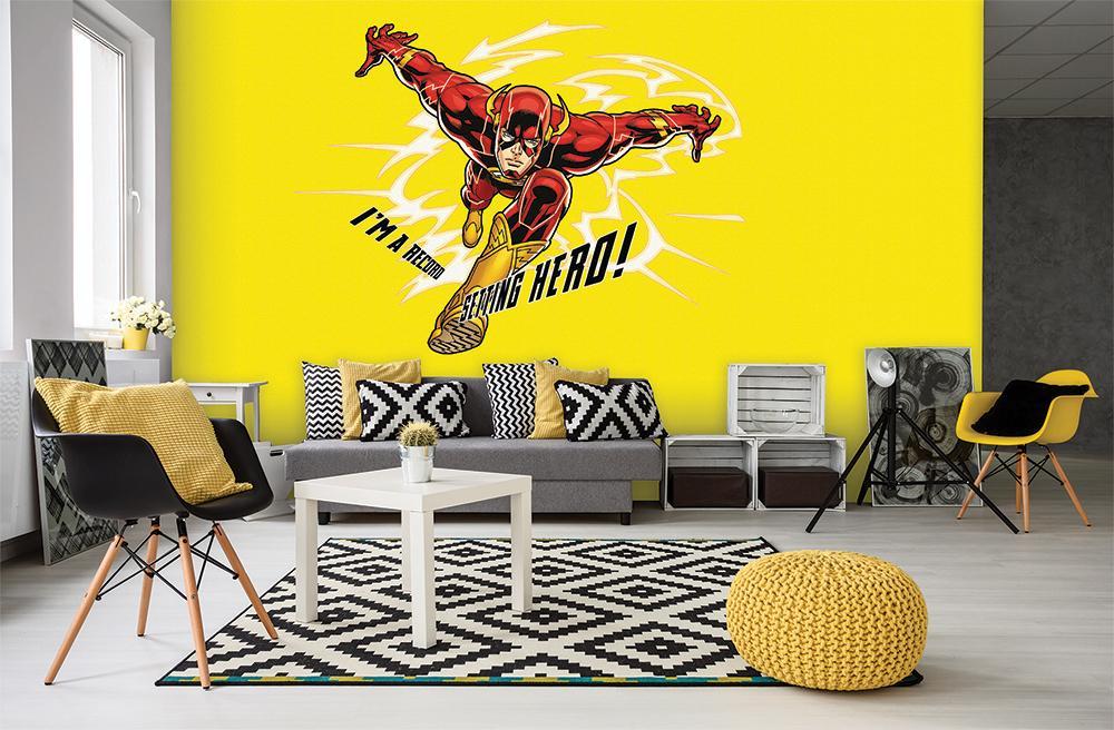 Carta da parati panoramica hero flash velocità record BD giallo