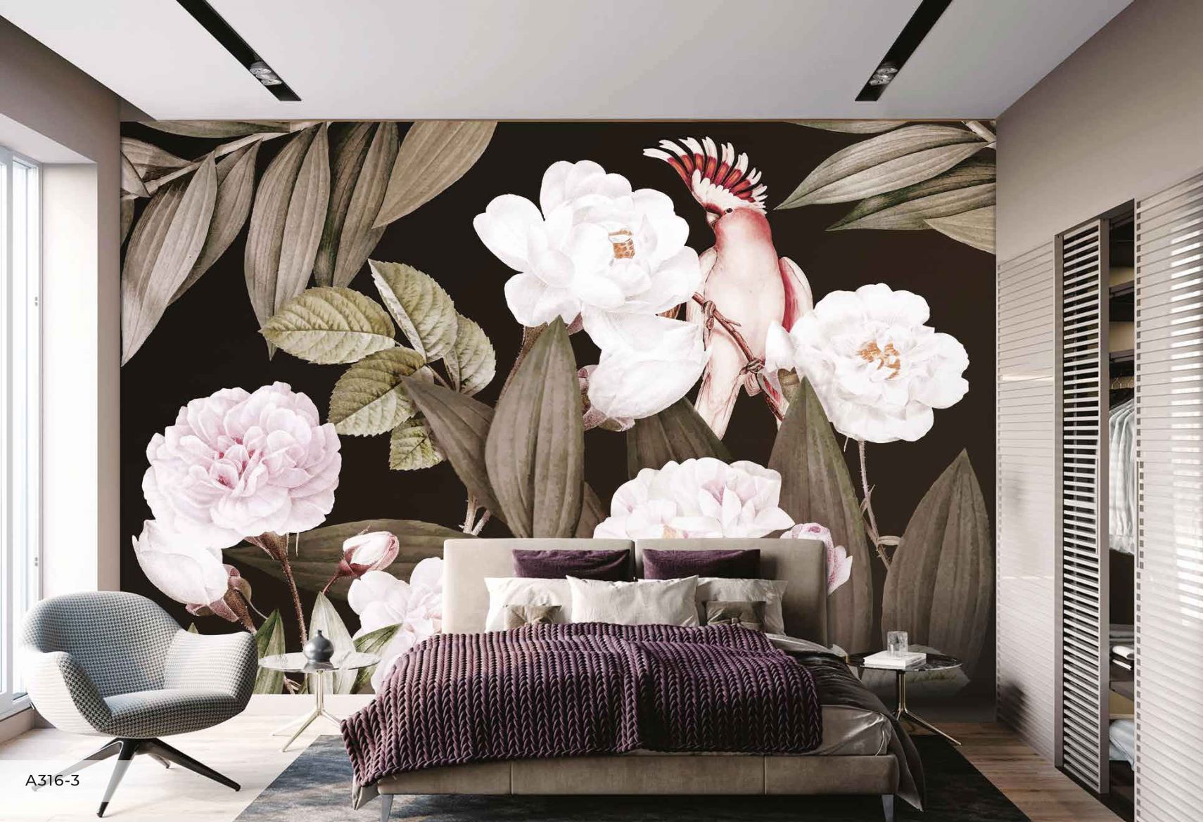 Papier peint panoramique tropical & cacatoès - papier peint sur mesure francais - muralconcept