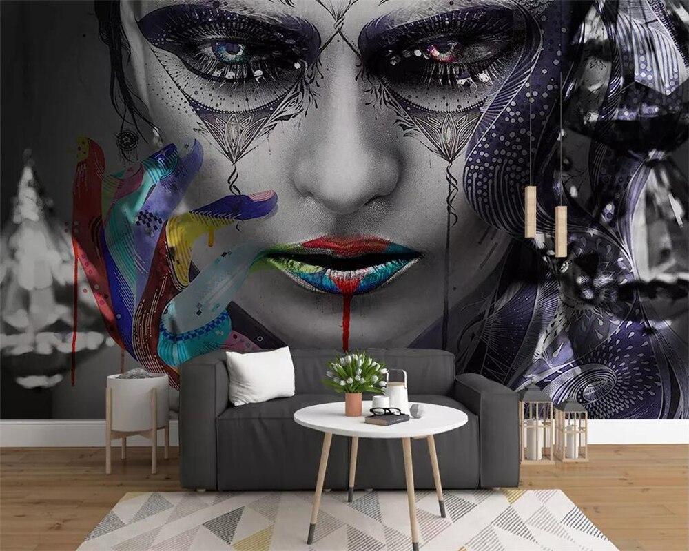 Papier peint Panoramique Visage Ethnique Graffiti - papier peint sur mesure francais - muralconcept