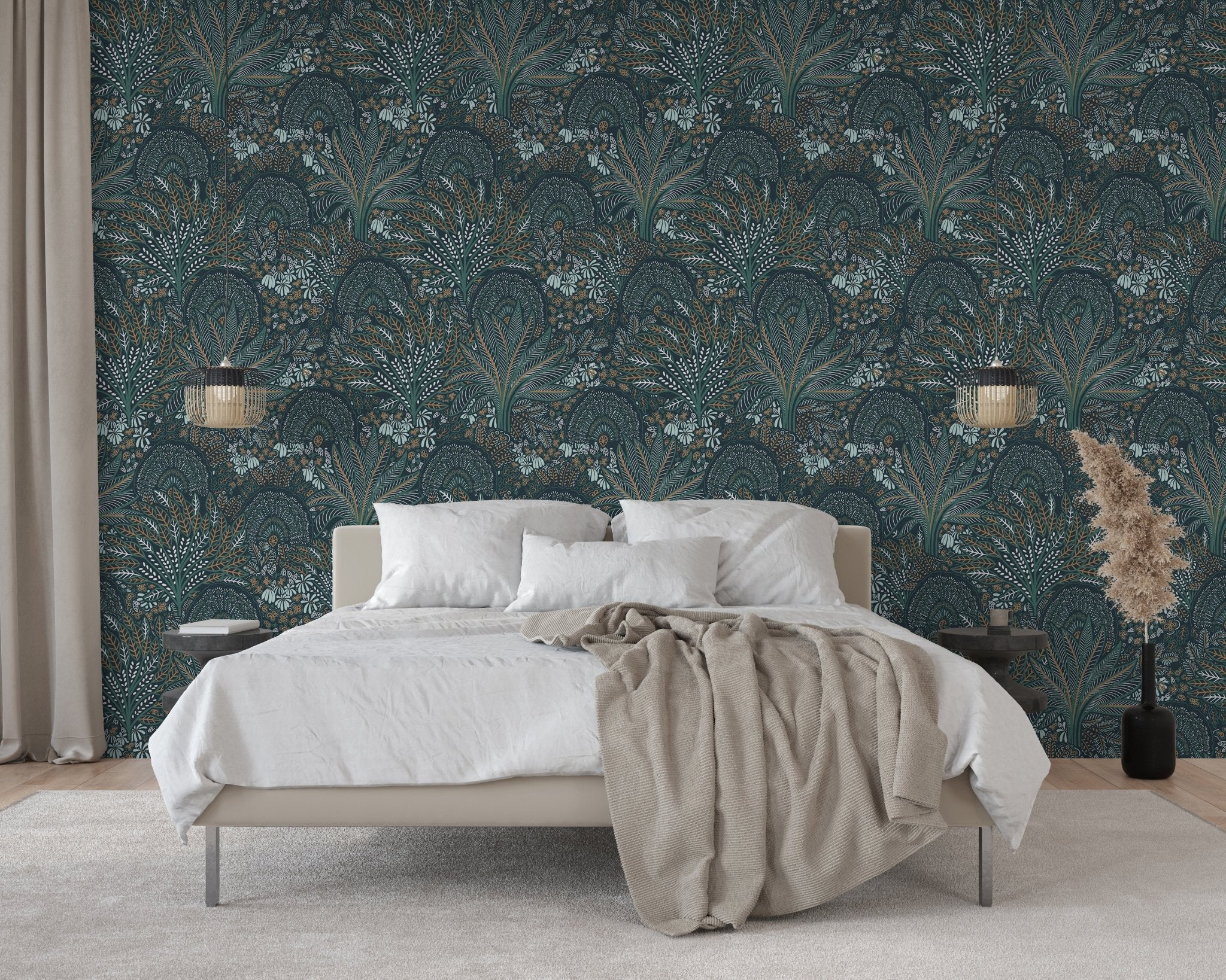 Papier peint roue du paon végétale, mural concept, tendance