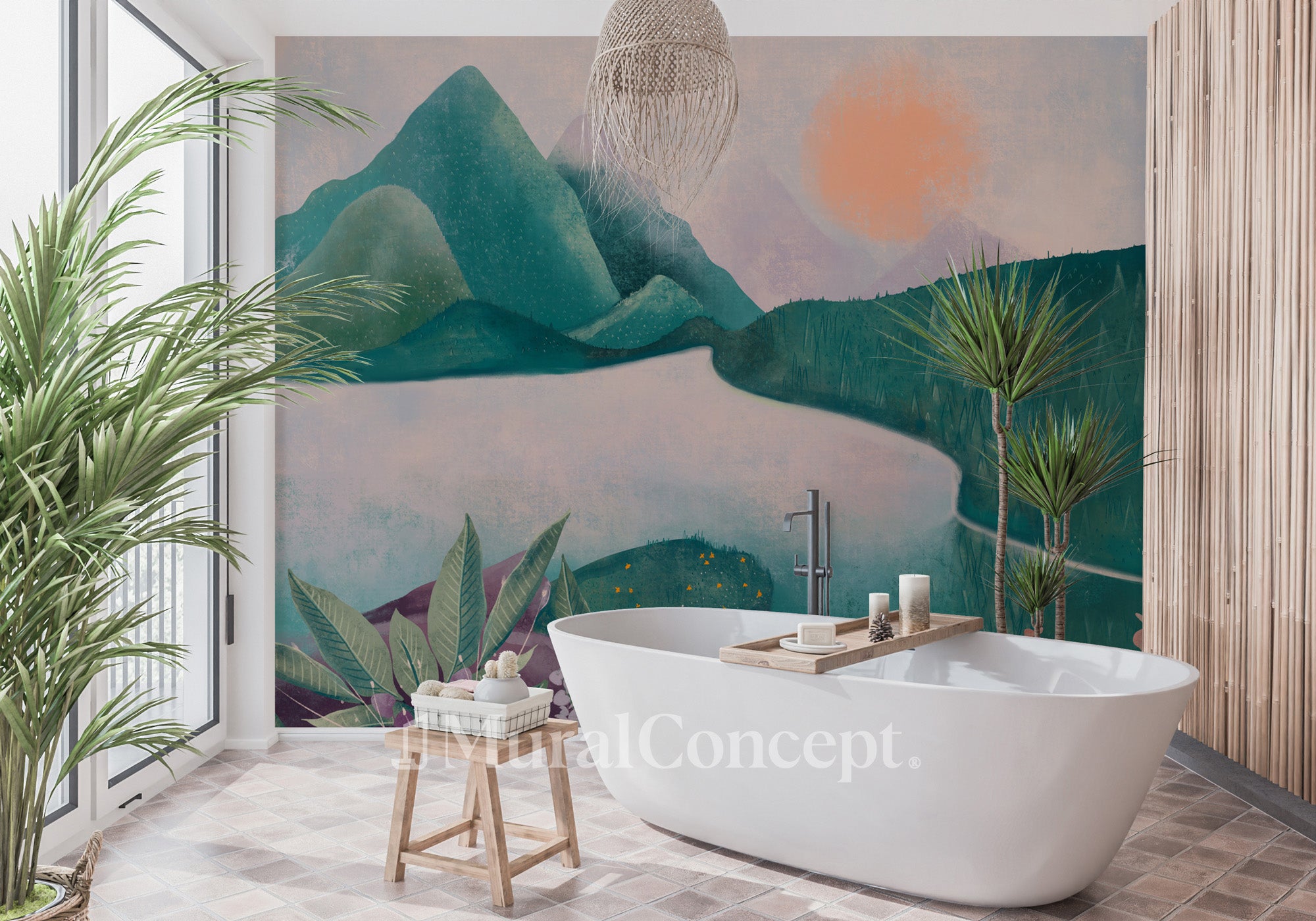 Papier peint salle de bain beauté de la nature - panoramique français