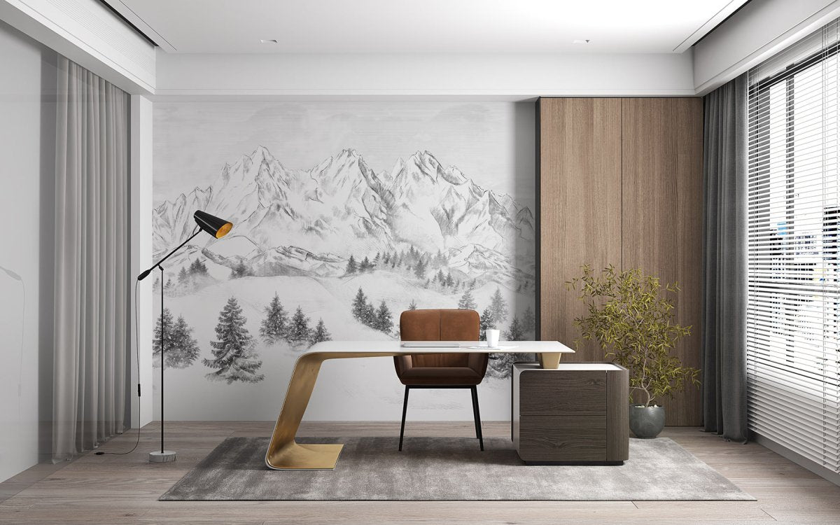 Papier peint montagne sommets de Chamonix - papier peint sur mesure francais - muralconcept